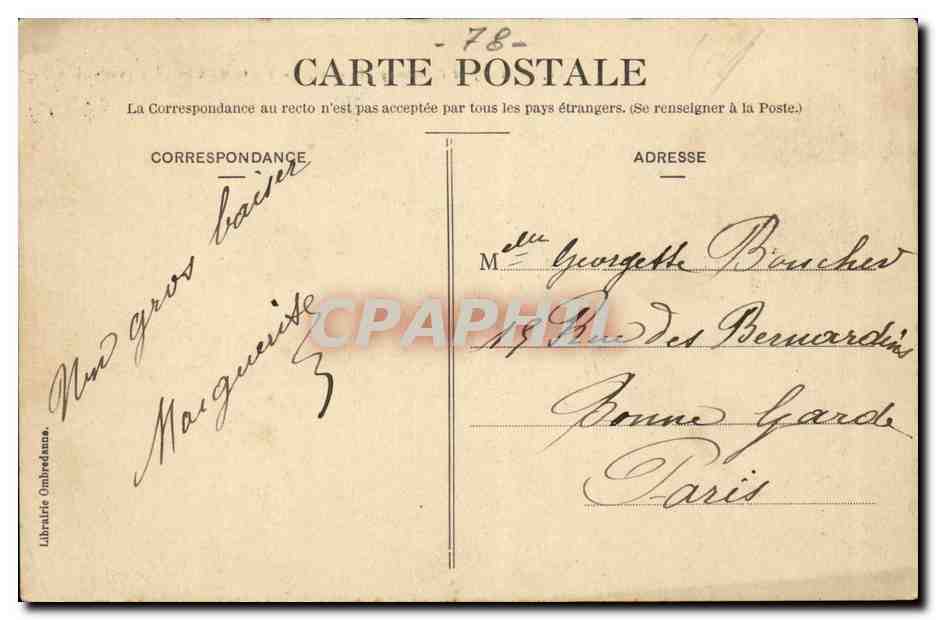 Montfort-l'Amaury (S.-et-O.) — Puerta del Cementerio (siglo XVI) — Librairie Ombredanne, n° 11 — Reverso