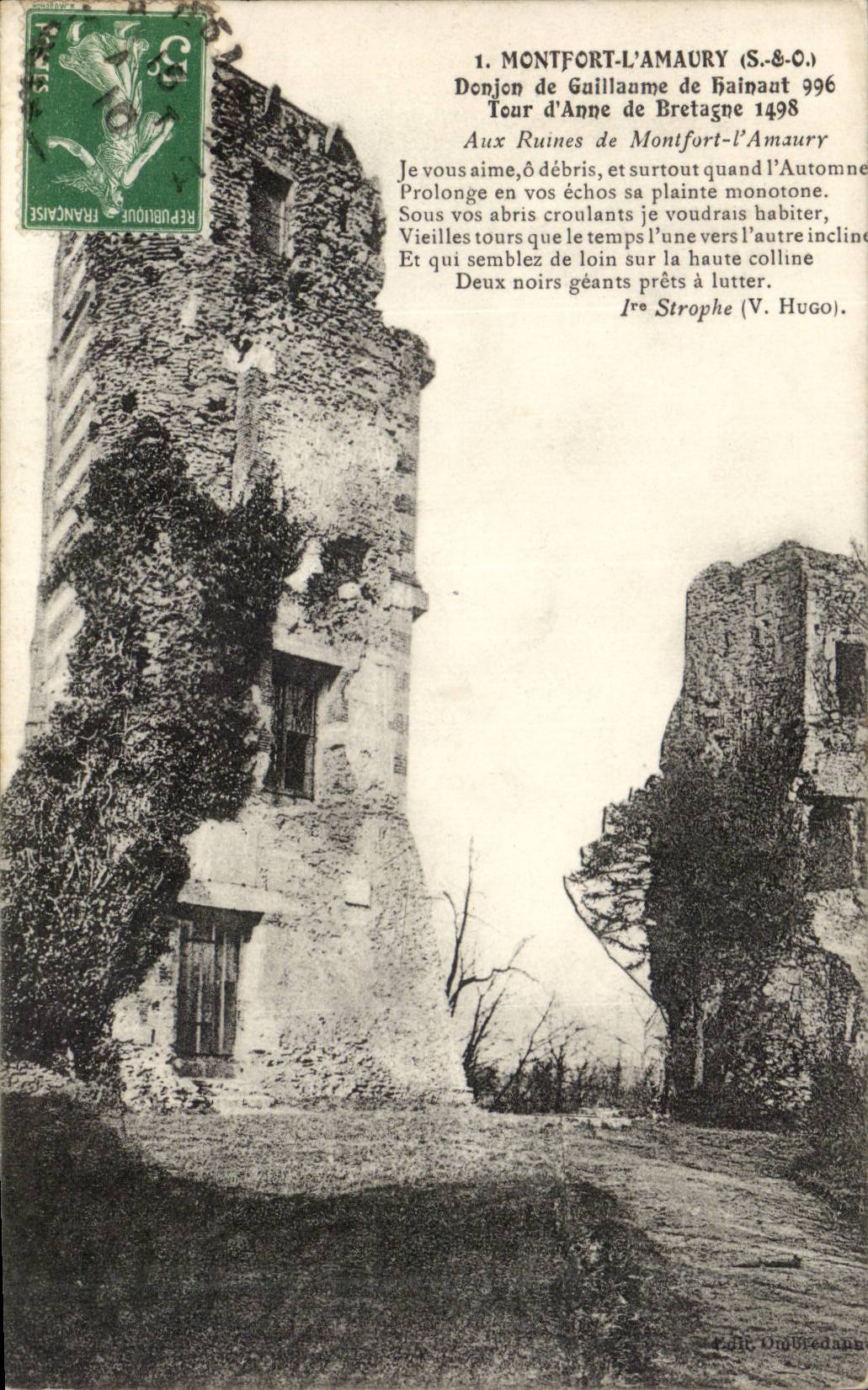 Ruines de Montfort-l'Amaury — Tour d'Anne de Bretagne 1498 — éditeur Oubry & Cie
