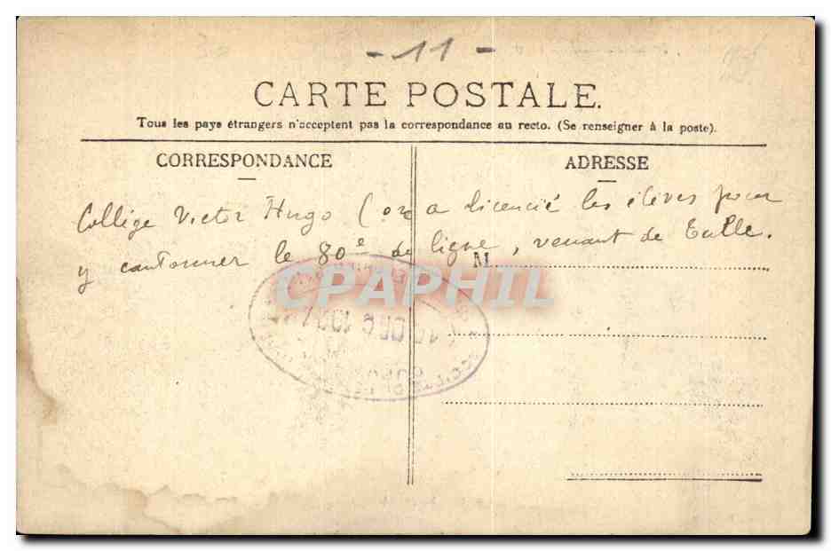 CPA Narbonne College Victor Hugo — Rückseite