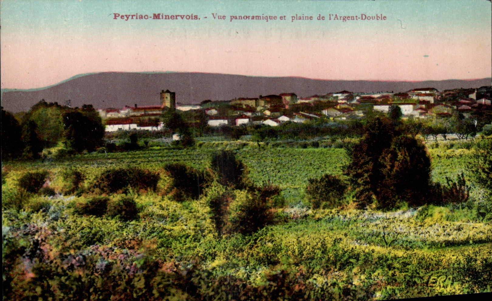 Peyriac-Minervois — Vue panoramique et plaine de l'Argent-Doublé — Phototypie ERA, Narbonne