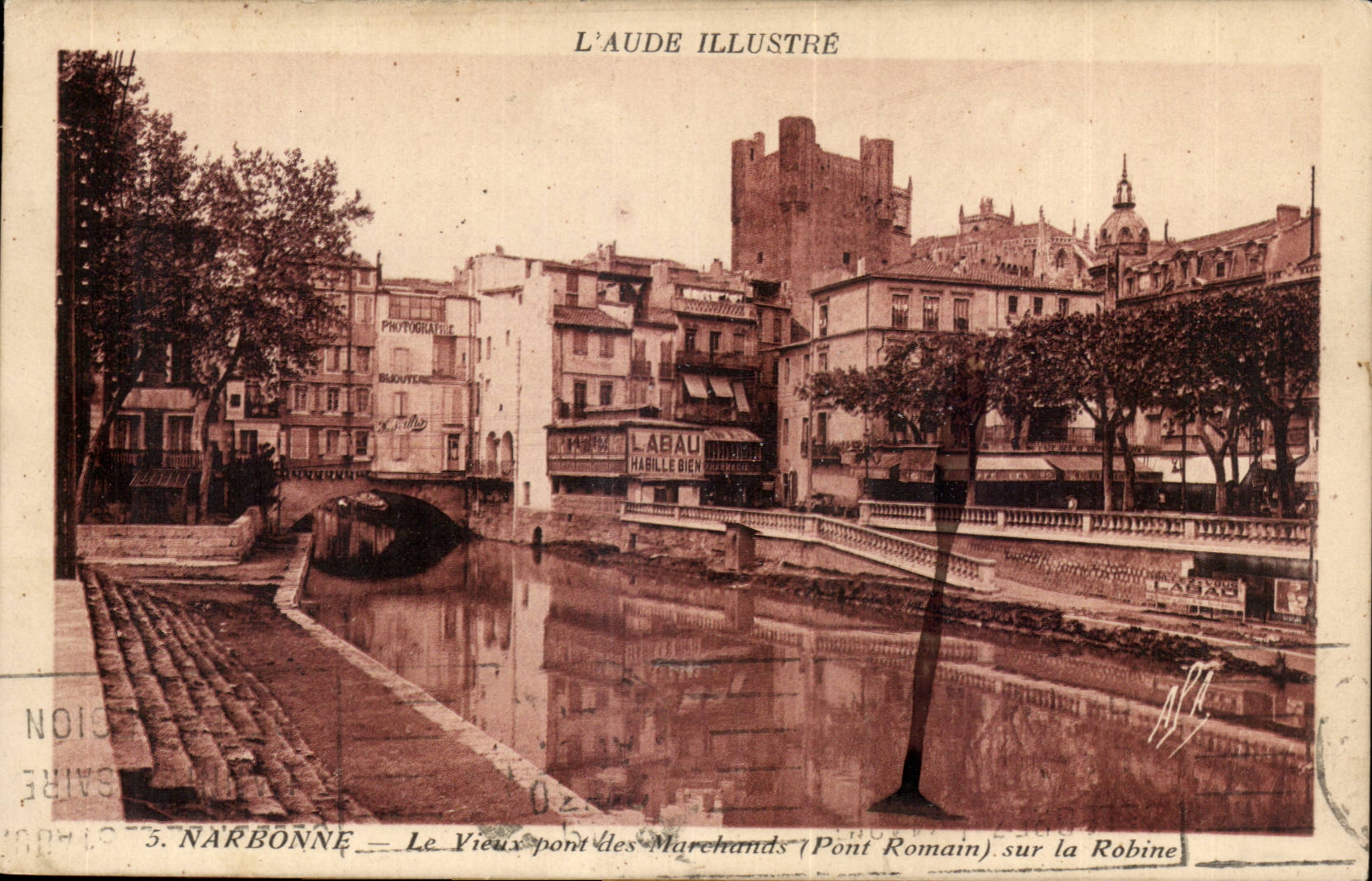 Narbonne - Le Vieux Pont des Marchands - Pont Romain sur la Robine - CPA 