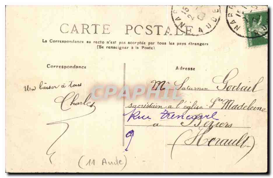 Narbonne - Maison Historique des Trois Nourrices ou furent arretes Saint Mars et De Thou - CPA  — Rückseite