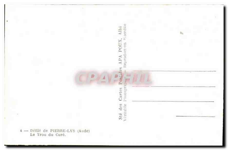 Defile de Pierre Lys - Le Trou du Cure - CPA  — Verso