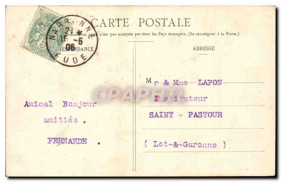 Collège Victor Hugo — Narbonne — éditeur Danson — Verso