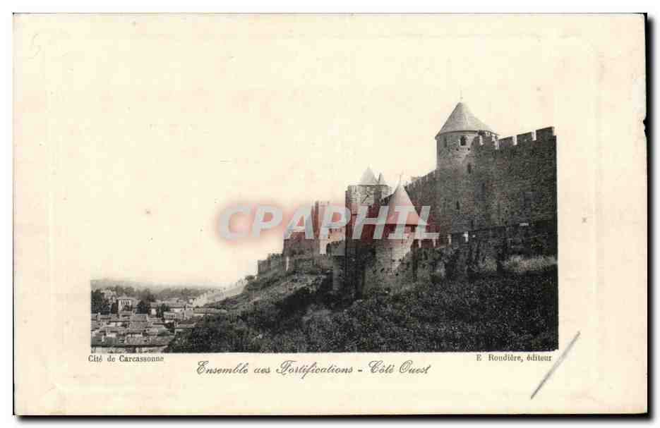 Carcassonne CPA Ensemble des fortifications Cote ouest