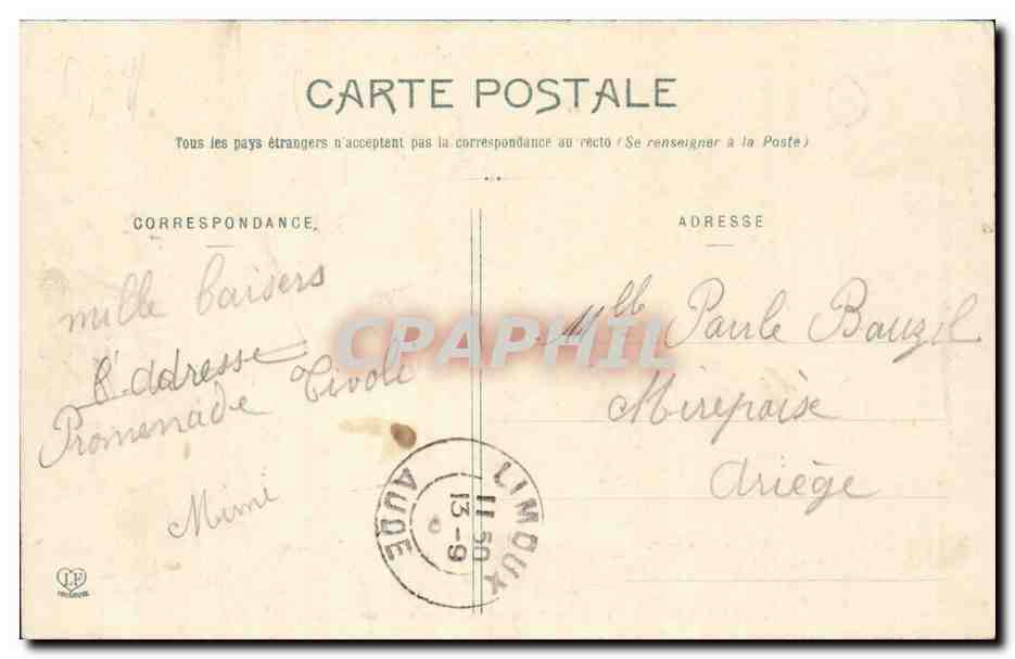 CPA Limoux Fontaine monumentale sur la place de la Republique — Rückseite