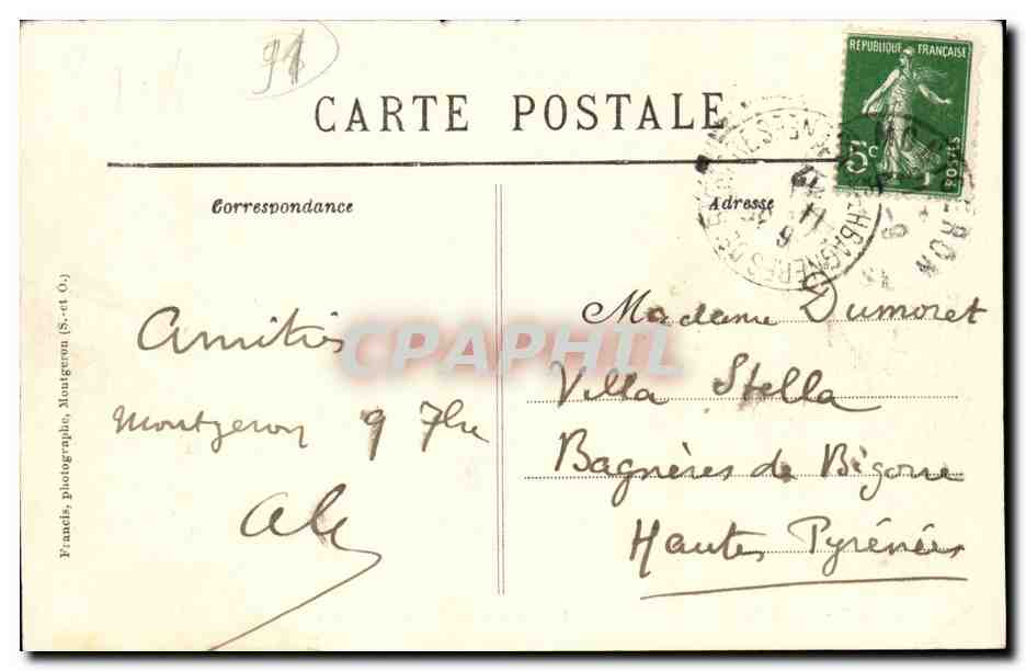 Montgeron cPA Contre allee Lieux du crime (bande a Bonnot bandits crime gendarmes) TOP — Rückseite