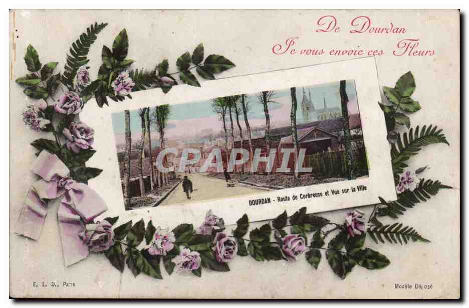 Dourdan - Route de Corbreuse et Vue sur la Ville — E. L. D., Paris