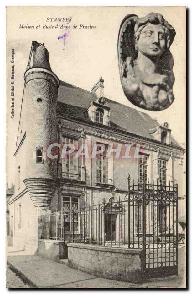 Etampes CPA Maison et buste d'anne de Pisseleu