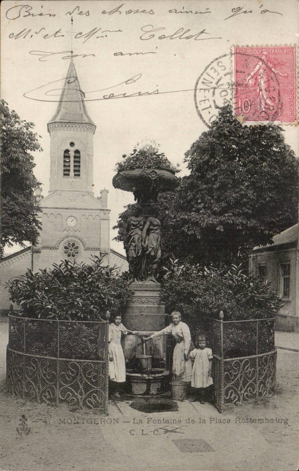 Montgeron CPA La fontaine de la place Rottembourg 