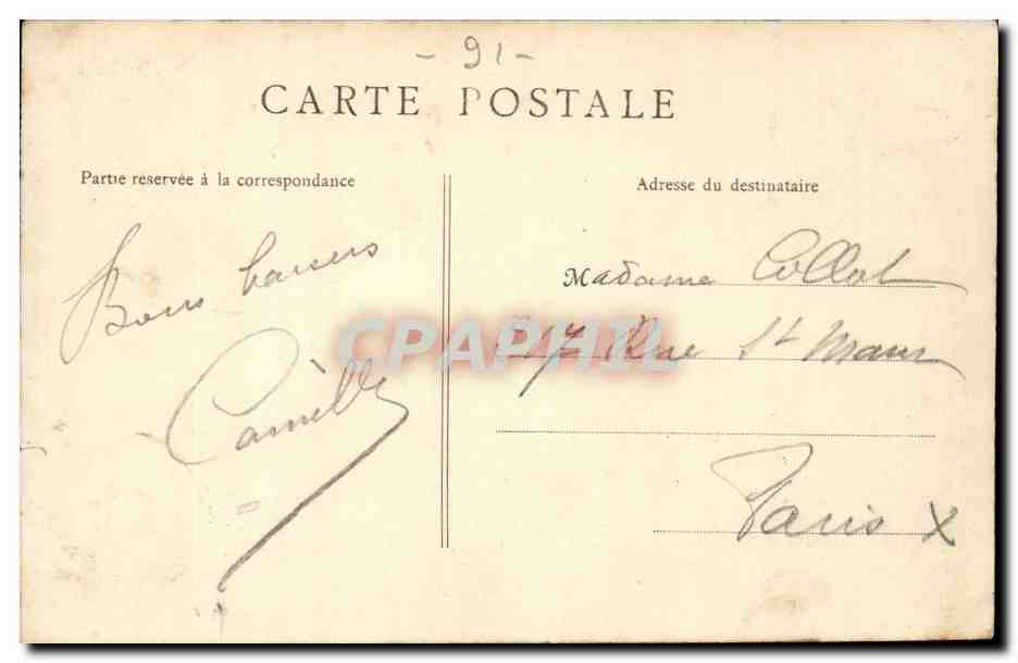 Corbeil CPA Le pont et Hotel Bellevue — Rückseite