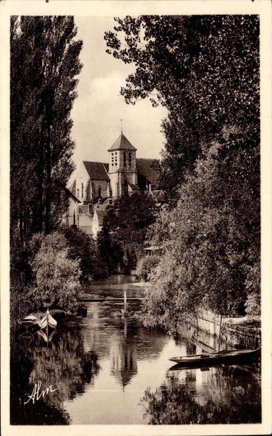 Montigny-sur-Loing — Le Loing et l'église — A. Tellier, Macon