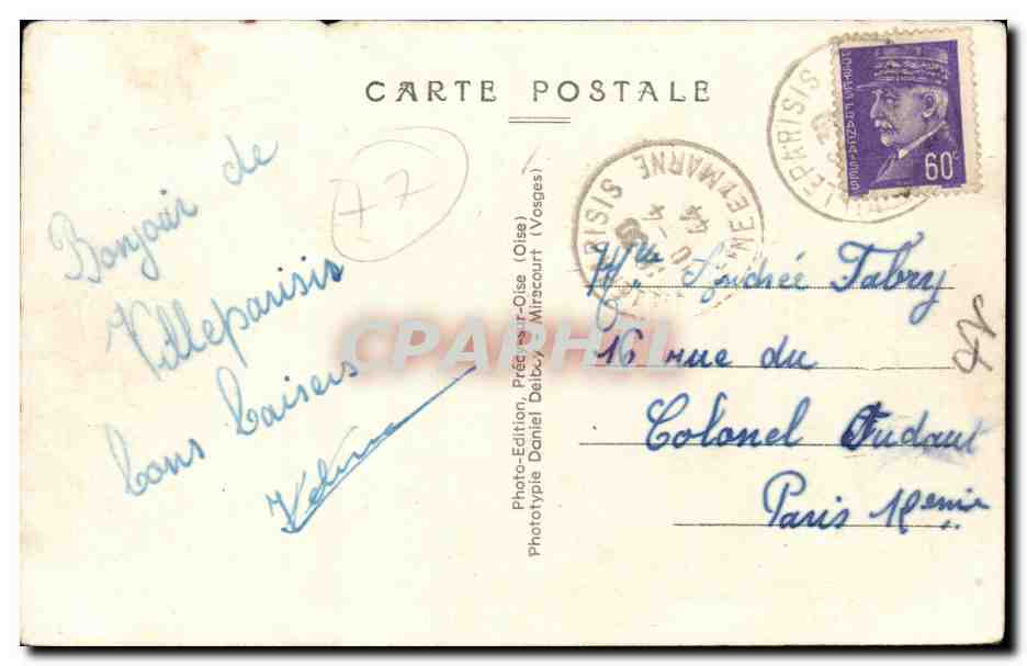 CPA Villeparisis Le canl Le pont et la maison de garde — Back