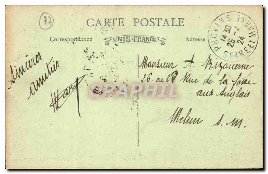 Provins - Vue Générale, prise du Nord-Est — Collection Firmino Louis, Provins — Rückseite
