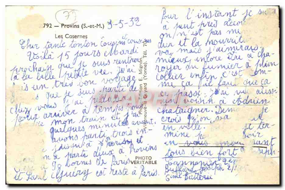 Les Casernes — Provins (S.-et-M.) — E. Mignon — Reverso