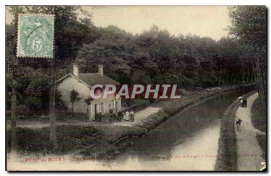 Pont de Mitry CPA Les bords du canal