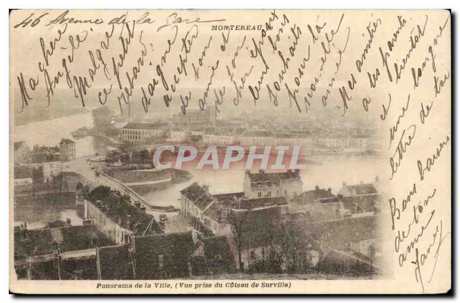 Montereau CPA Panorama de la ville (vue prise du coteau de surville)