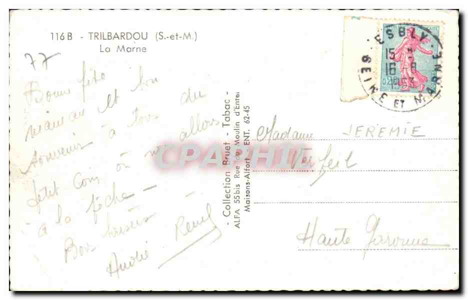 Trilbardou — La Marne — Collection Brulet — Reverso