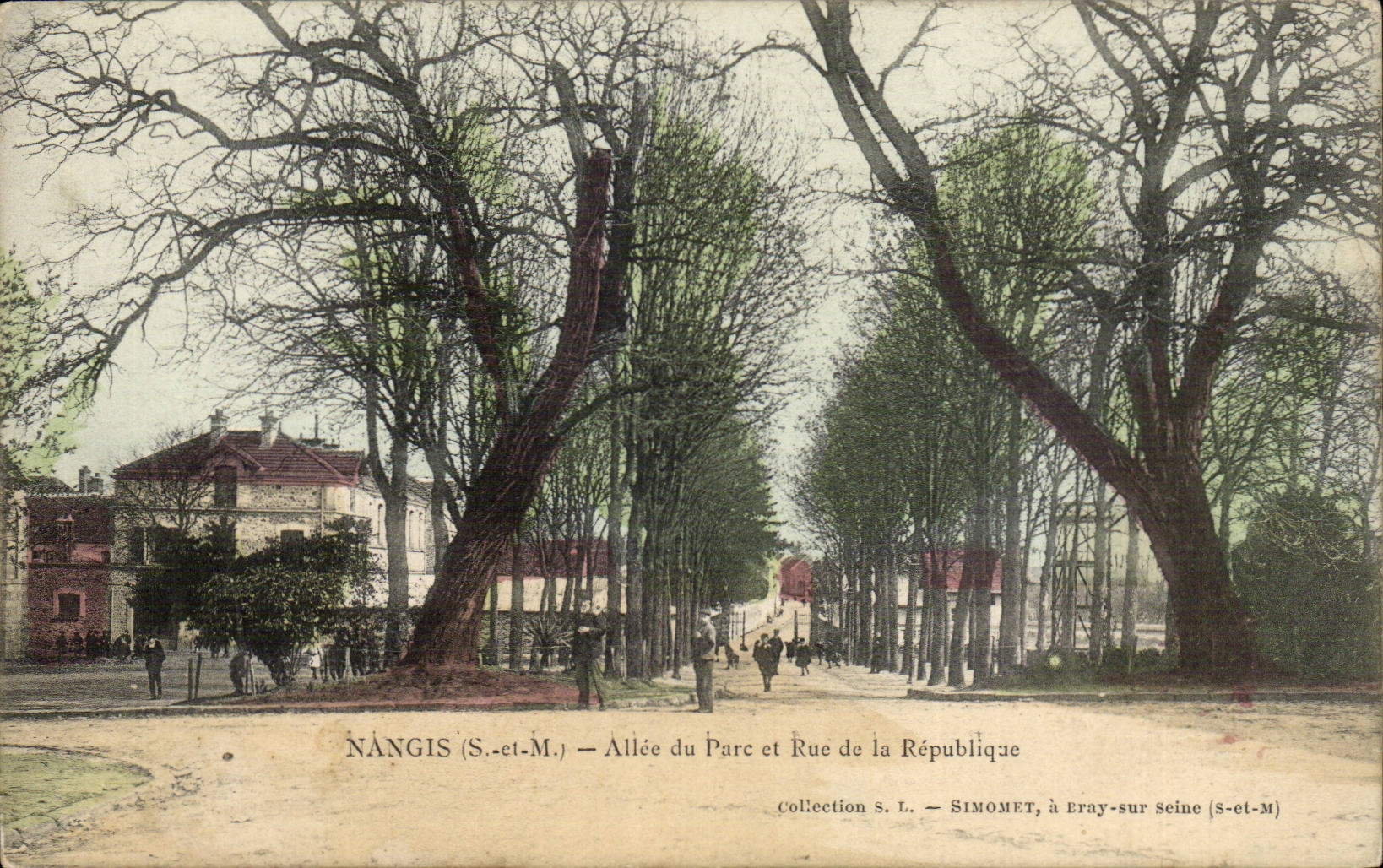 Nangis CPA Allee du parc et rue de la Republique