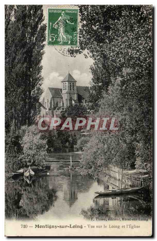 Montigny sur Loing cPA Vue sur le Loing et l'eglise