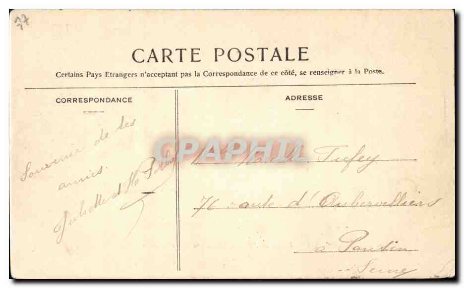 Palacio de Fontainebleau — Reja de honor — A. Sirok, editorial n°206 — Reverso