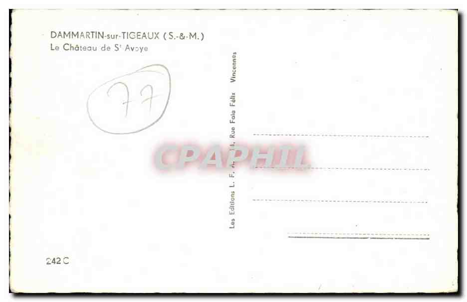 Dammartin-sur-Tigeaux — Le Château de Saint-Avoye — Éditions Félix Fois — Verso