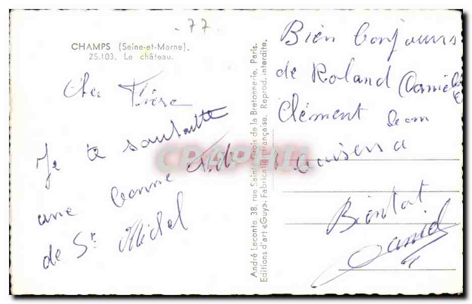 Champs (Seine-et-Marne) — Das Schloss — Guy — Rückseite