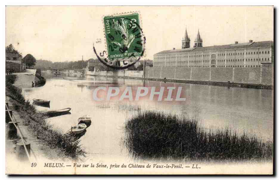 Melun — Vue sur la Seine, prise du Château de Vaux-le-Penil — LL.