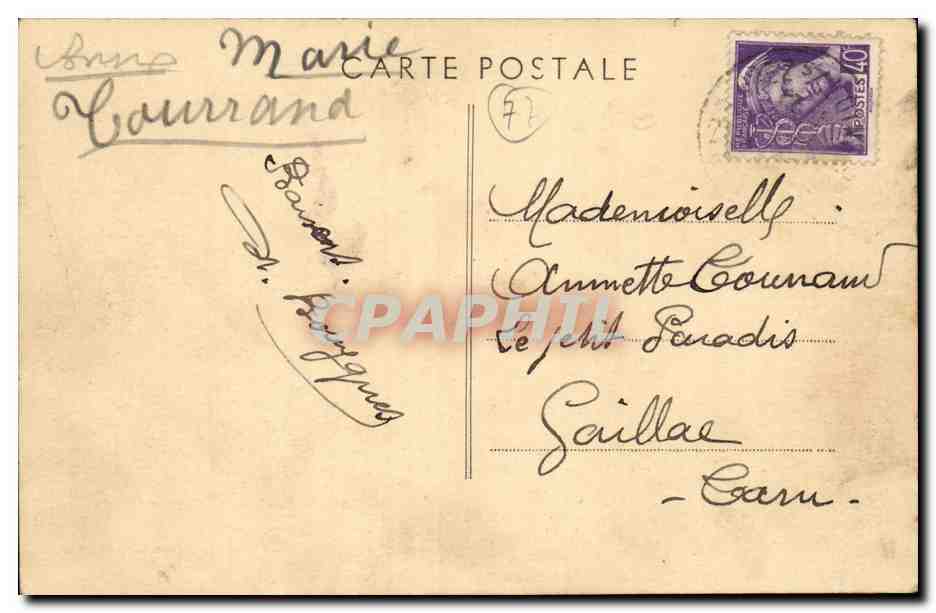 Grez sur Loing CPA La mairie et l'eglise — Rückseite