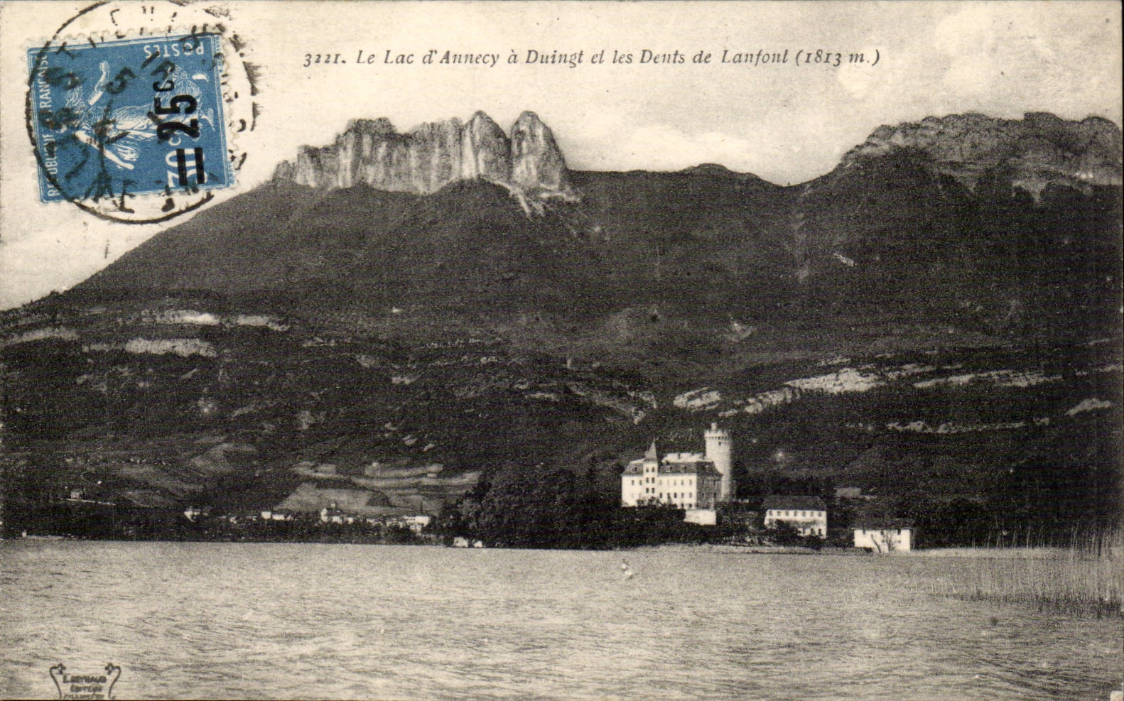 Le Lac d'Annecy à Duingt et les Dents de Lanfon (1813 m.) — Éditeur : Lamouche & Cie, n° 3221