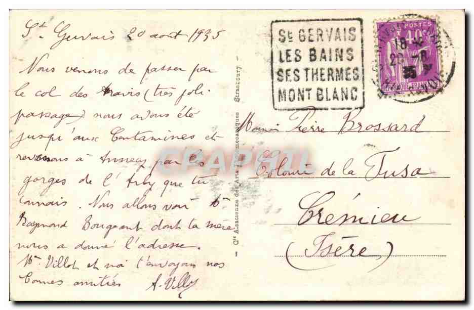 St GErvais les Bains CPA Le pont du diable — Rückseite