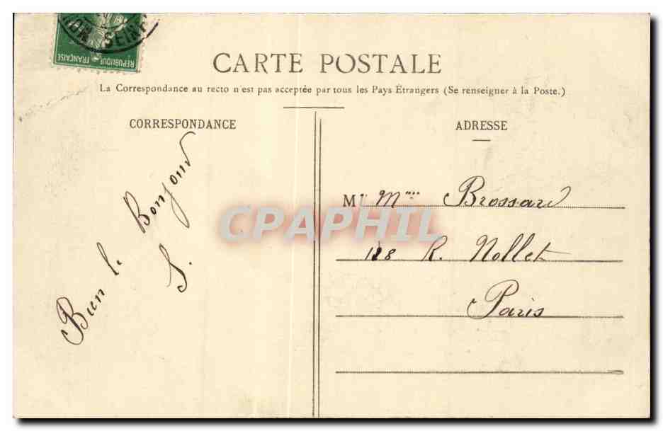 Moret sur Loing CPA Le moulin et le pont — Verso