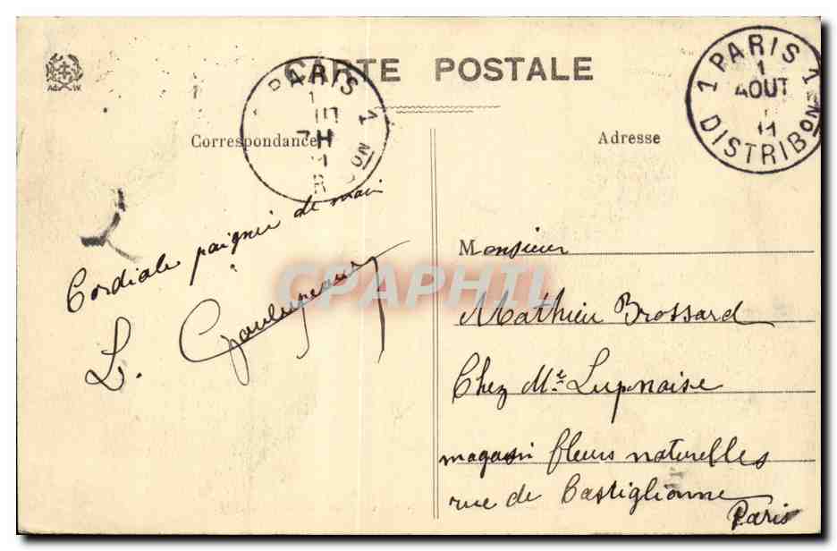 Contrexéville (Vosges) — Le jardin de l'Hôtel de la Providence — Le Casino au fond — Ad. Welck - Saint-Dié - N° 5468 - CL. M. — Verso