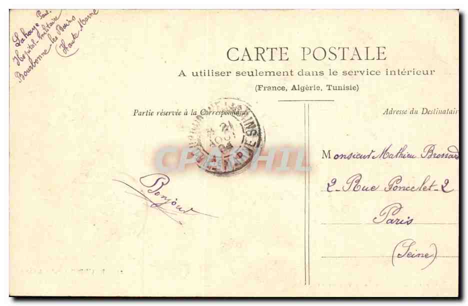 Bourbonne-les-Bains — La Source Maynard — Librairie Duley, Phototypie A. Neyveaux et Cie — Verso