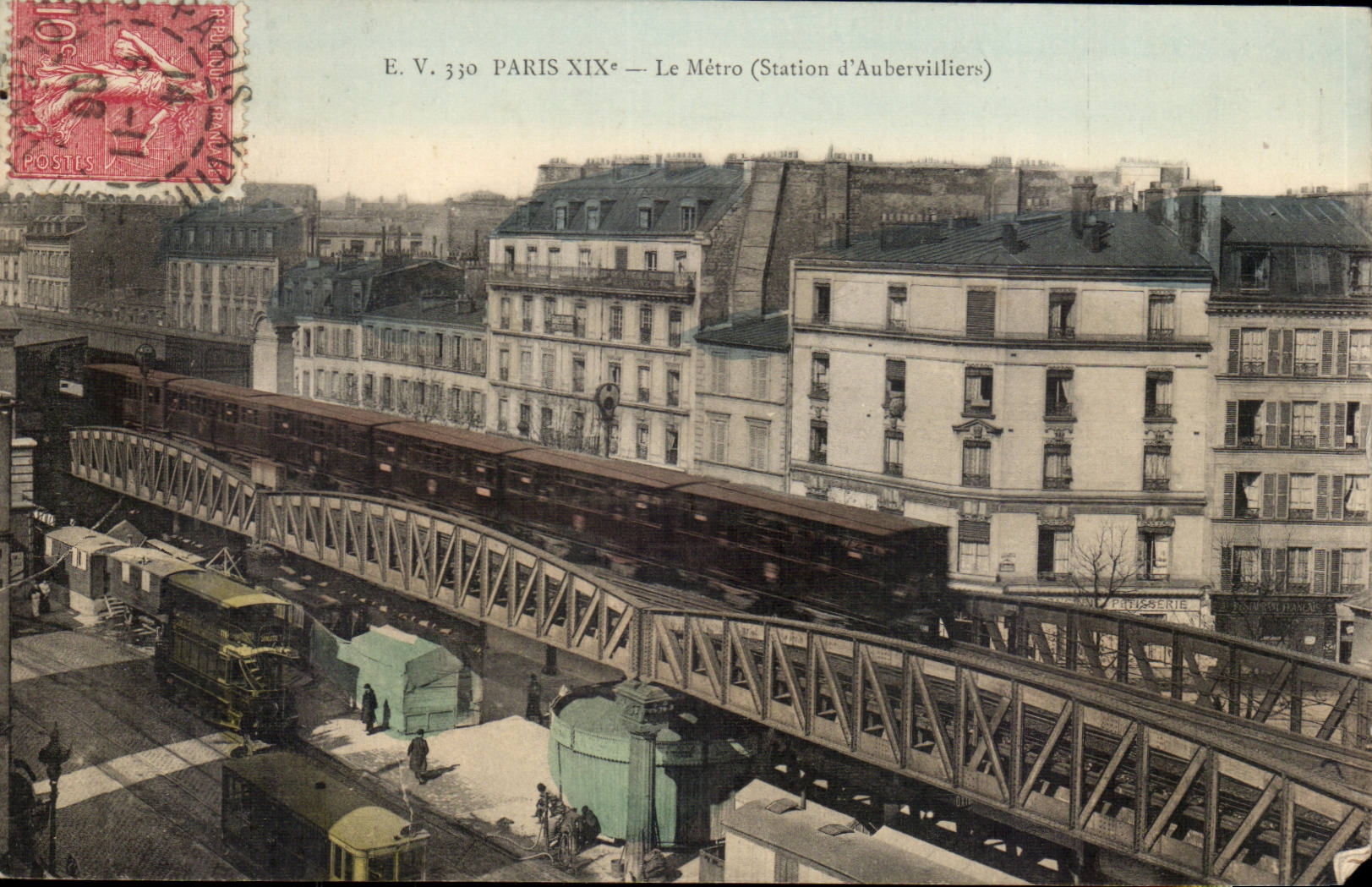 Paris CPA Metro (station d'Aubervilliers) (metro train)