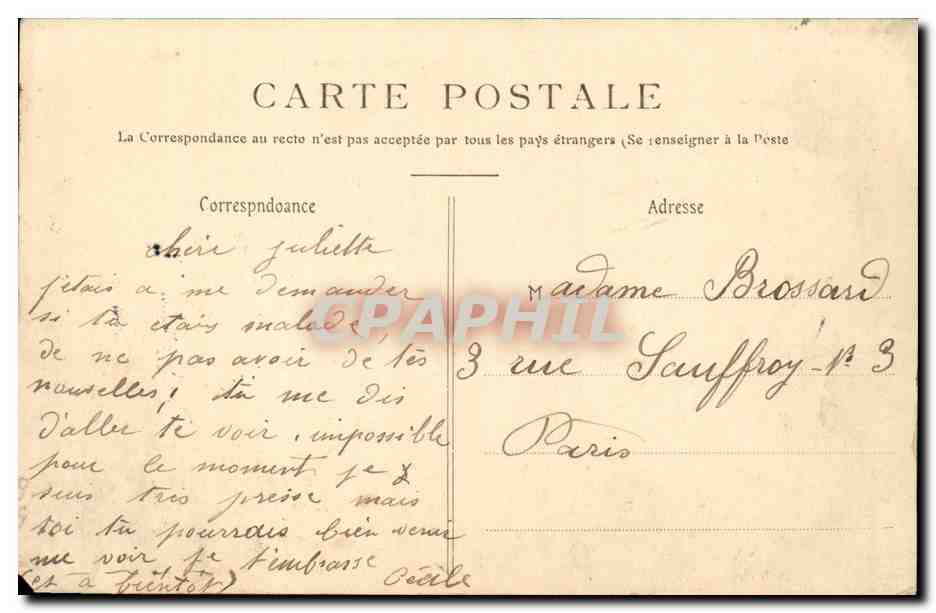 Paris CPA Metro (station d'Aubervilliers) (metro train) — Verso