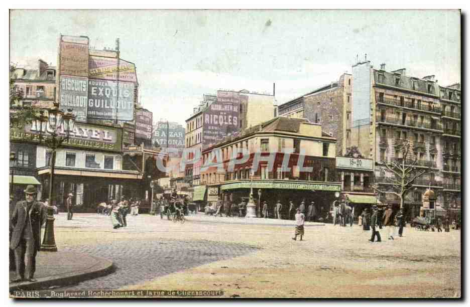 Paris CPA Boulevard Rochechouart et la rue de Clignancourt