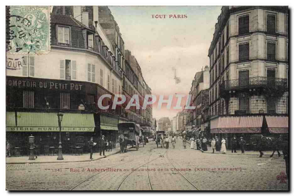 Paris CPA Rue d'Aubervilliers au boulevard de la Chapelle