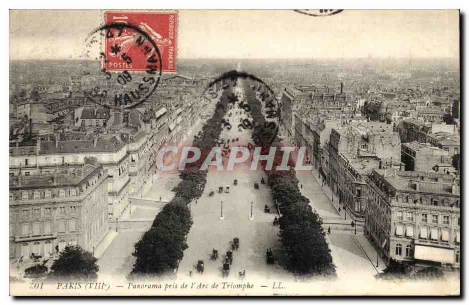 Paris CPA Panorama pris de l'arc de triomphe