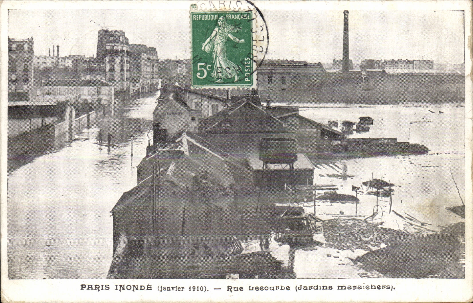 Paris CPA Crue de la Seine Inondations 1910 Rue lecourbe (jardins maraichers)