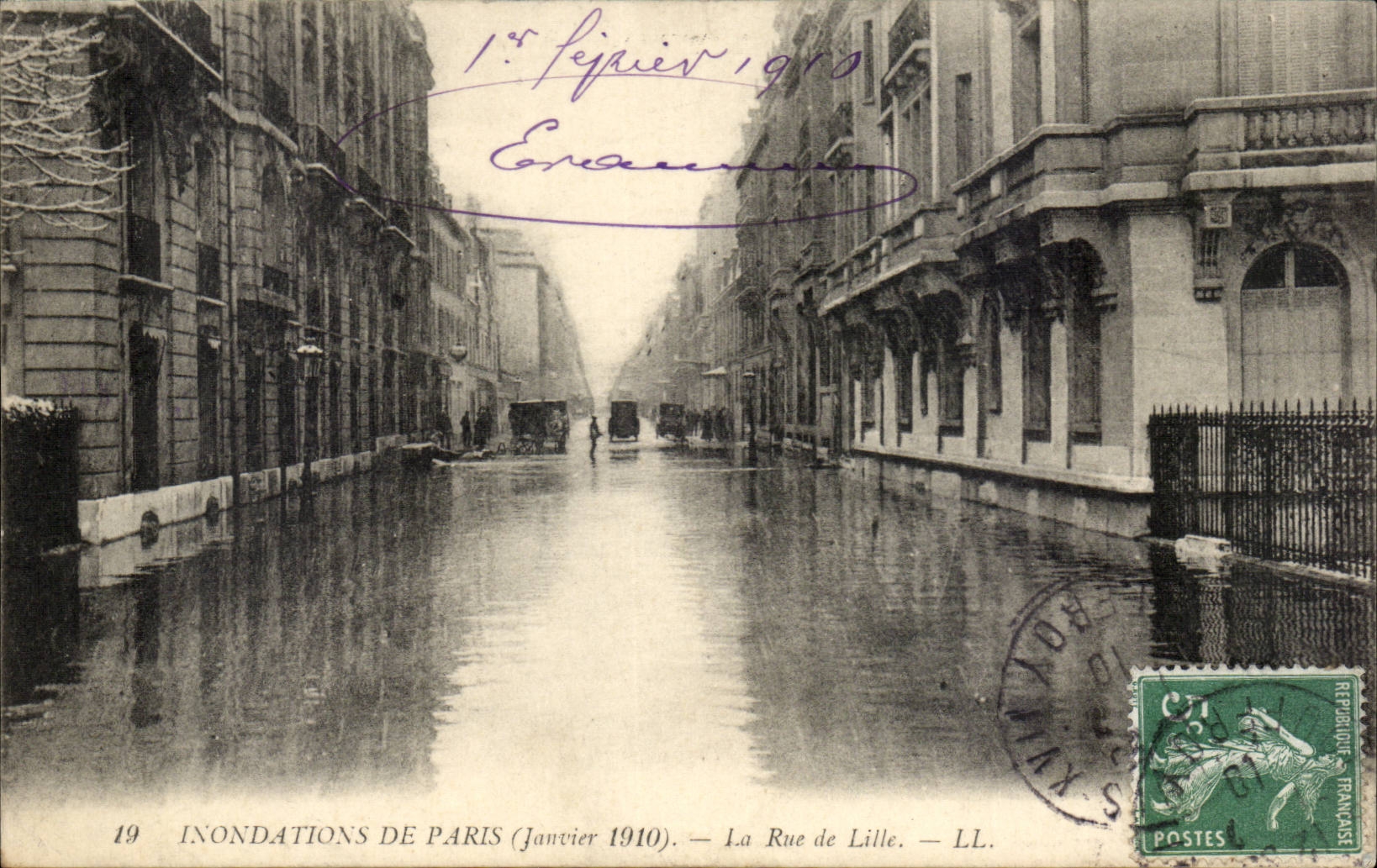 Paris CPA Crue de la Seine Inondations 1910 Rue de Lille