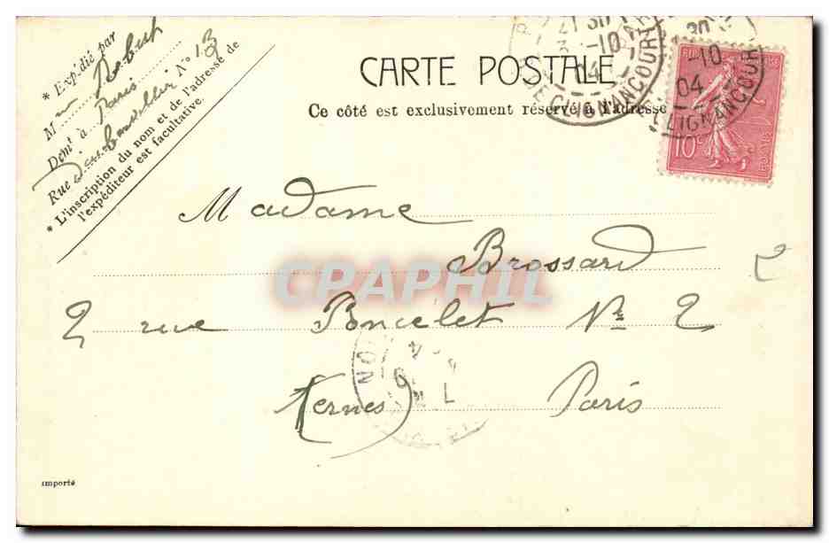 Versailles - Bassin de Neptune — éditeur anonyme, n° de série 5114 — Verso
