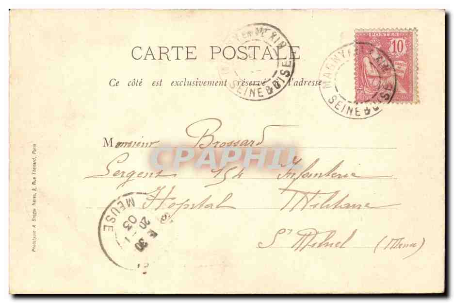 Magny en VExin CPA La halle — Rückseite