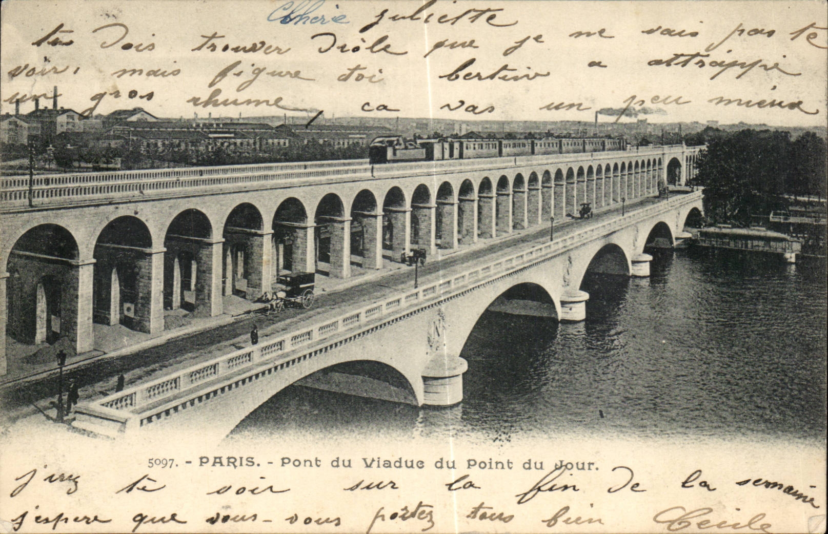 Paris CPA Pont du viaduc du point du jour (metro)