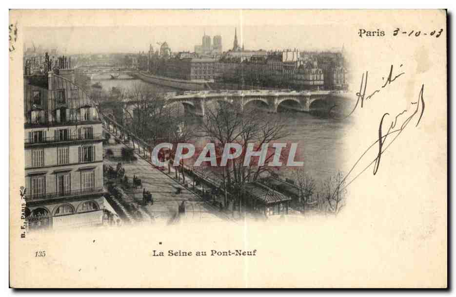Paris CPA La Seine au pont neuf