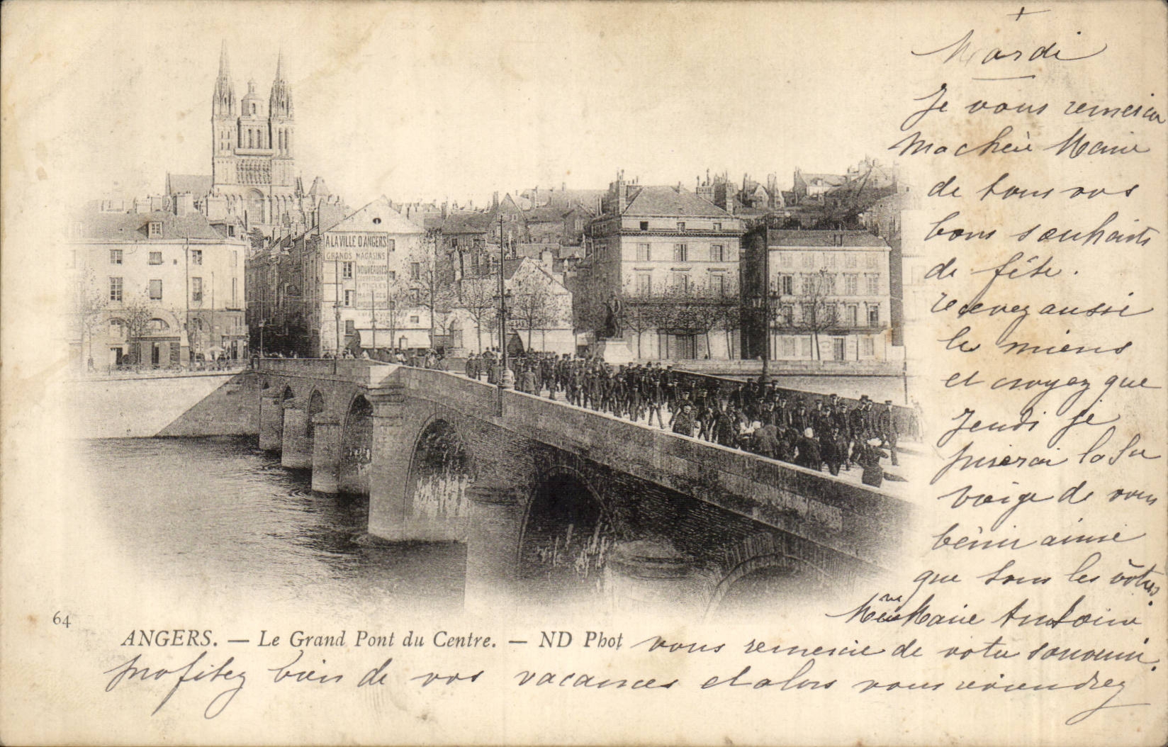 Angers CPA Le grand pont du centre