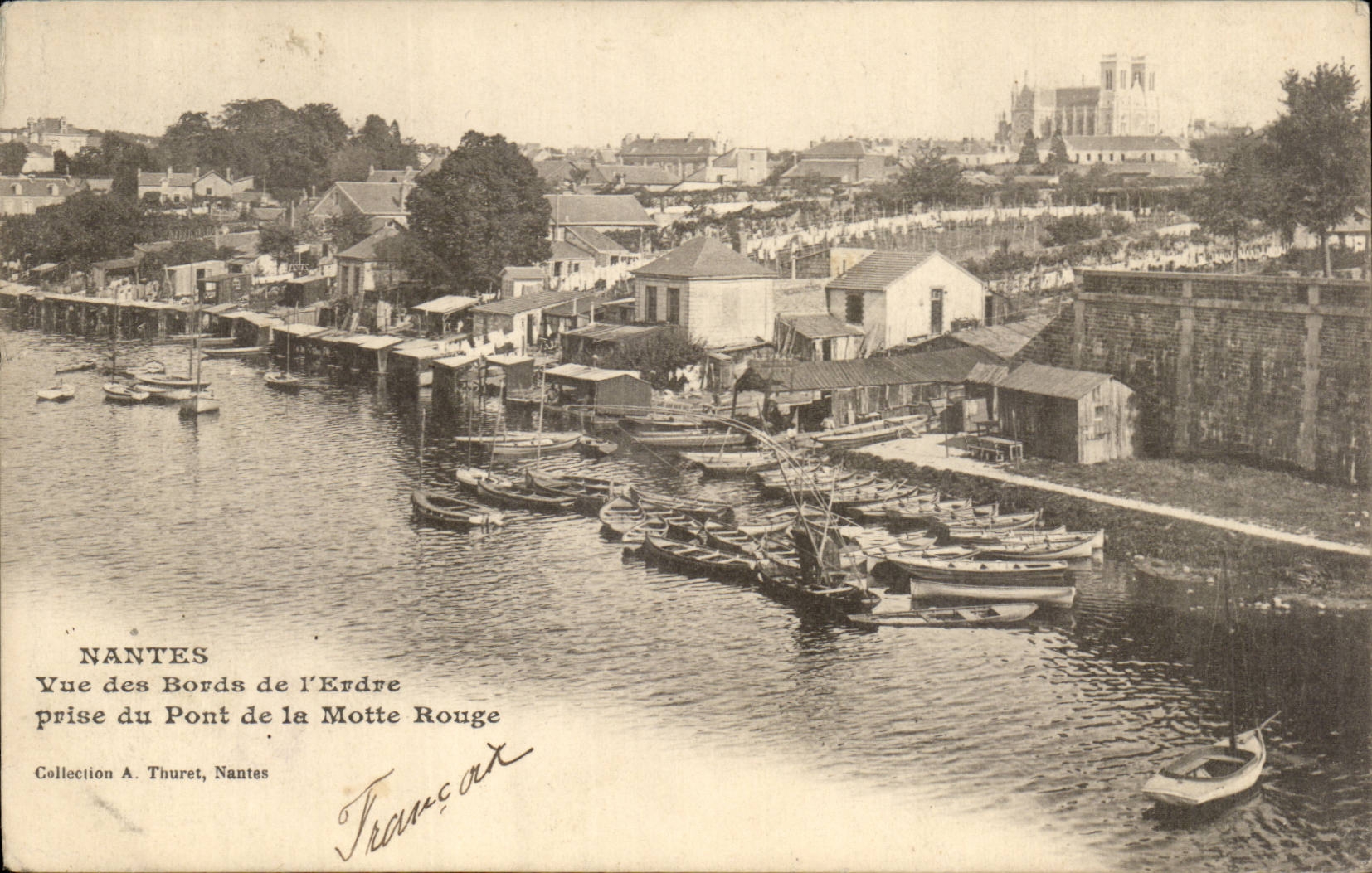 Nantes — Vue des Bords de l'Erdre prise du Pont de la Motte Rouge — Collection A. Thuret, Nantes