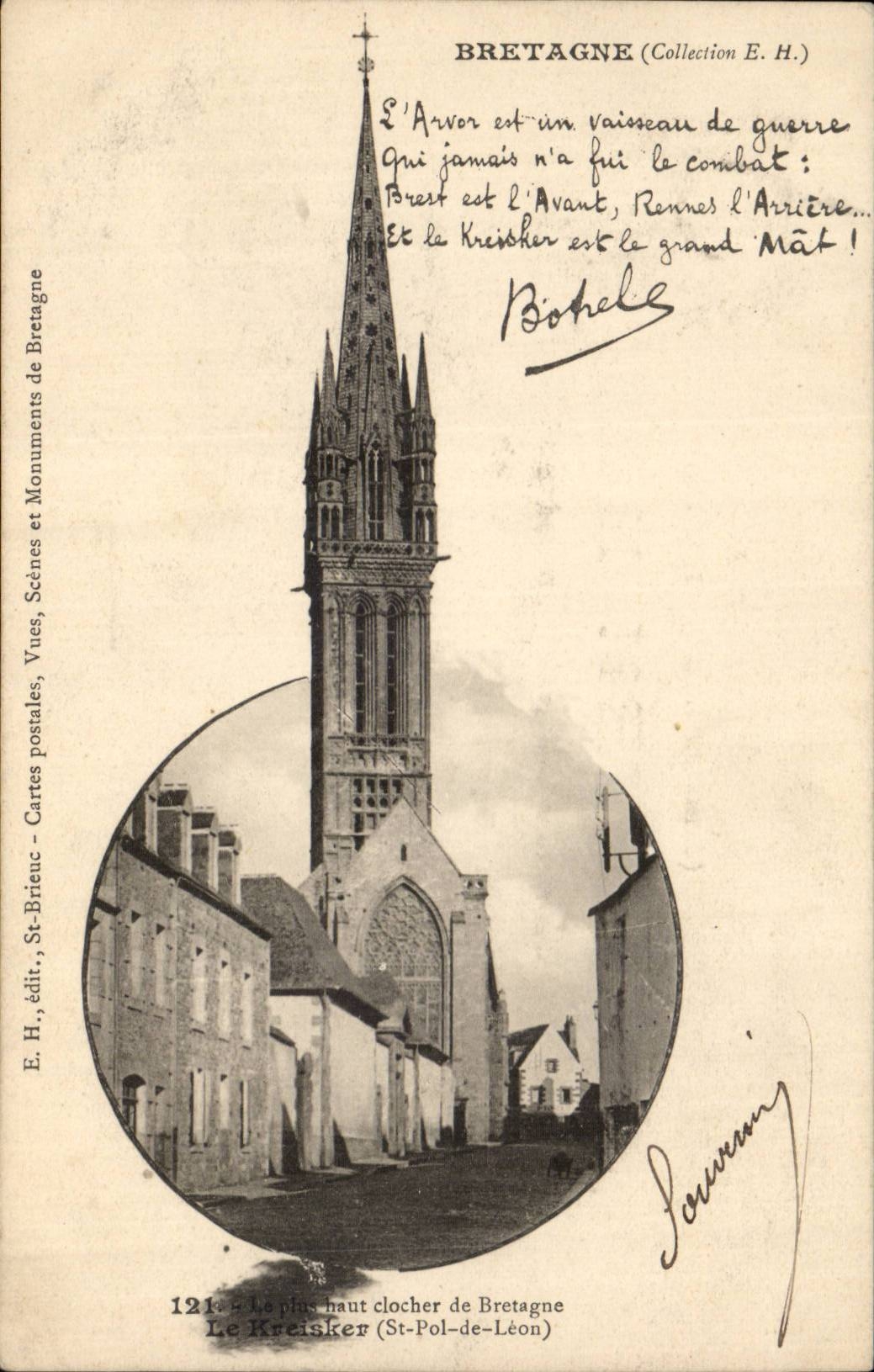 Le Kreisker (St-Pol-de-Léon) — Le plus haut clocher de Bretagne — E. H., édit., St-Brieuc