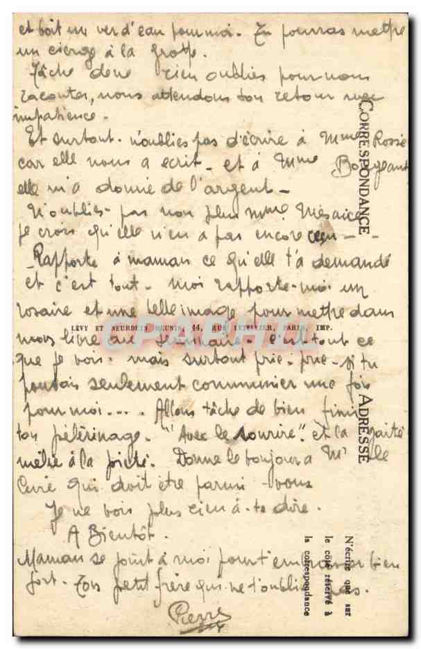 Paris CPA Le sacre coeur (montmartre) — Rückseite