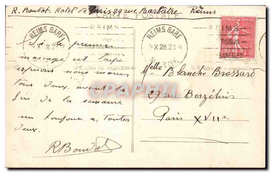 Reims - La Cathédrale - Le Grand Portail — V. Thuillier, éditeur, Reims, n° 303 — Rückseite